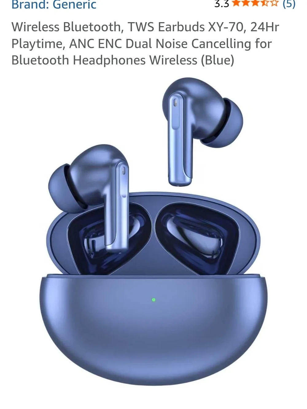 Blue Wireless Bluetooth TWS Earbuds with Charging Case